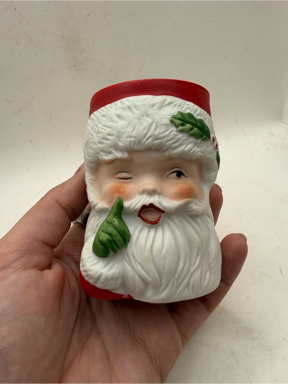 Vtg Jasco Sweet Keepers Winking Santa Bisque Porcelain Decor Christmas Taiwan